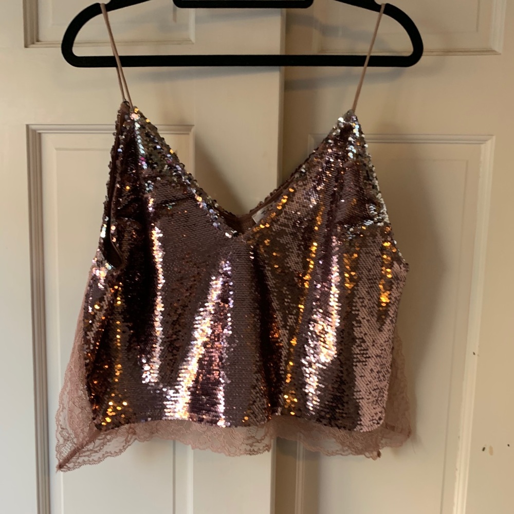Pink Free People Swingin Sequin Top - Picture 4 of 5